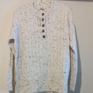 NWT Size S Madewell Cozy Speckled Cream Crewneck Sweater